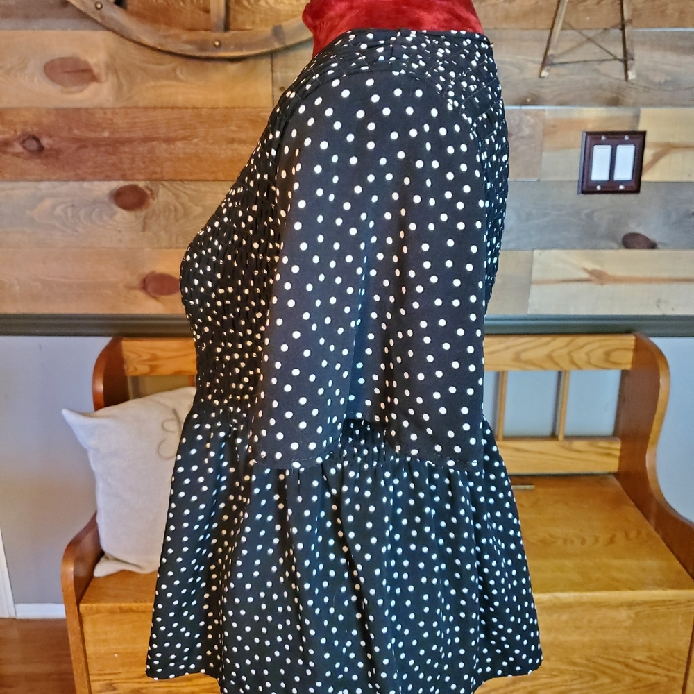Urban Romantics Black w/ White Polka-dot Short Sleeve Babydoll Top - Picture 3 of 6